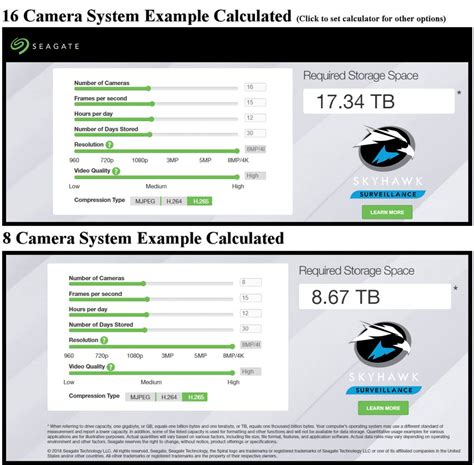 Surveillance Storage Calculator .